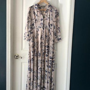 Momni Light Pink w/ Blue Floral Maxi Dress